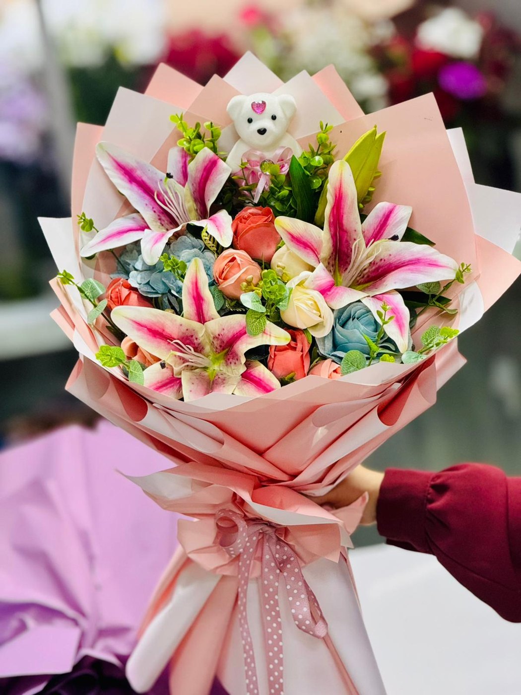 Pembe Lilyum Buketi